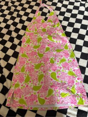 Size 14 vintage Lilly Pulitzer halter dress featuring the "Black Jack" cat